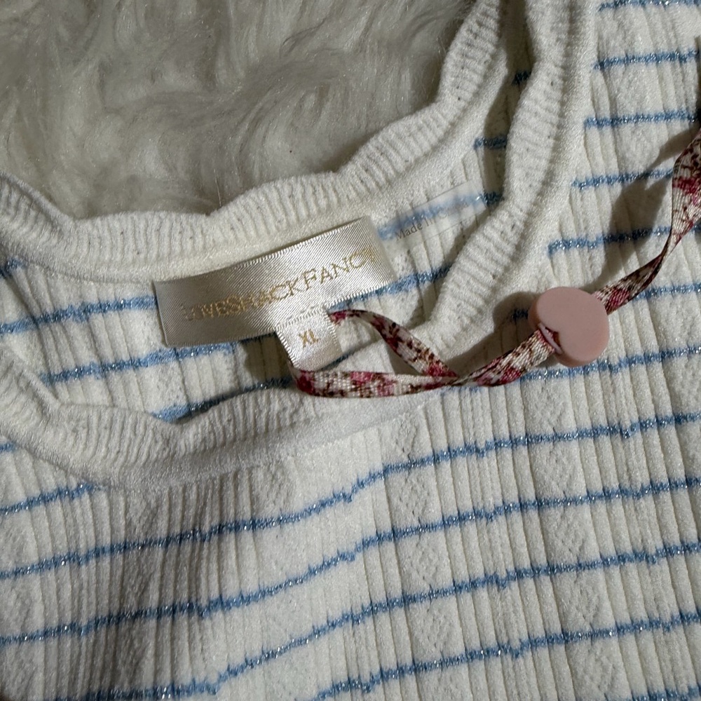 NWT Love Shack Fancy Elisavette Striped Stretch Knit Mini Dress XL blue white - Picture 8 of 9